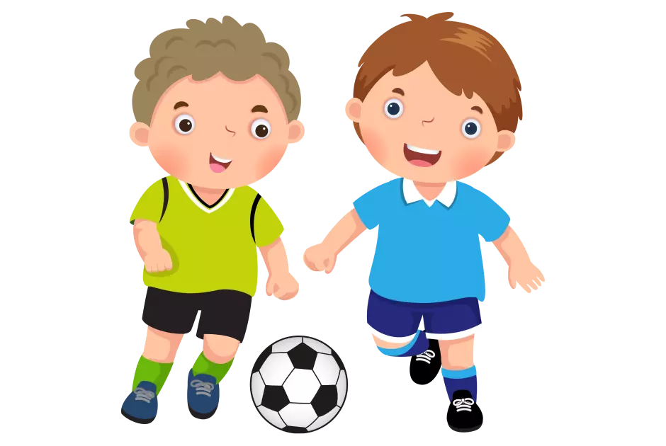 Illustration of kids playing soccer or football