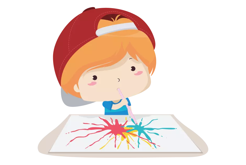 Illustration of a kid painting