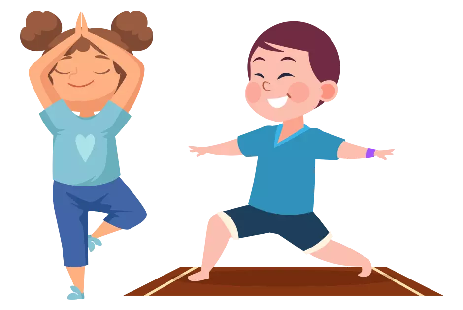 Illustration of Children doing Yoga in Olivia Montessori Preschool