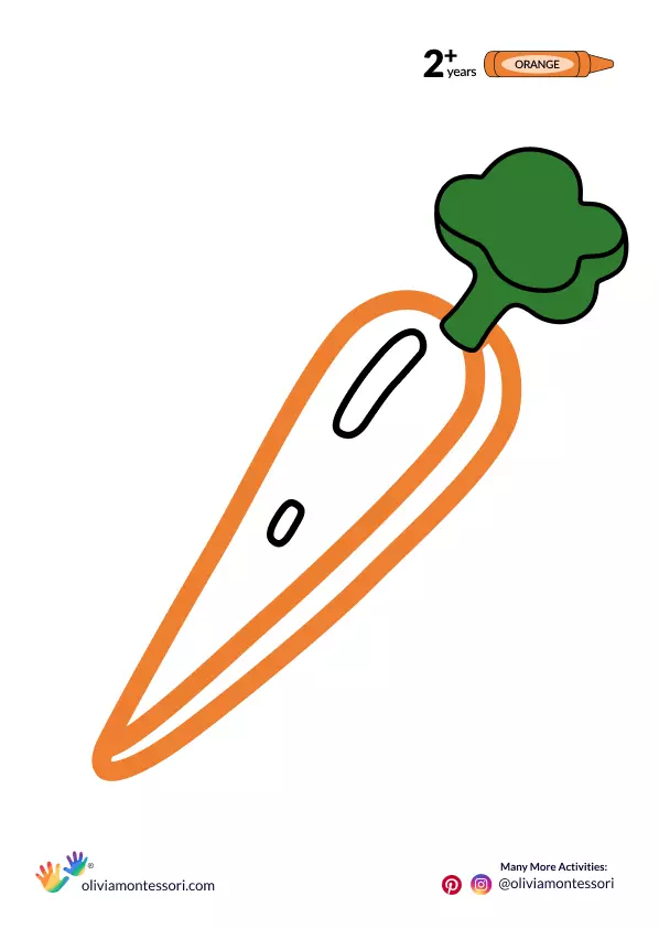 Carrot Coloring Sheet for 2 years plus kids